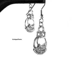 O Ring Chain Link Dangle Drop Earrings Rocker Boho Jewelry Stylish Designer Fun